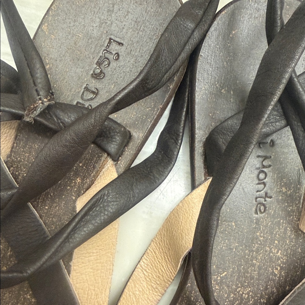 Leather Lace-Up wrap Sandals with Red Heart Accents - Picture 3 of 4